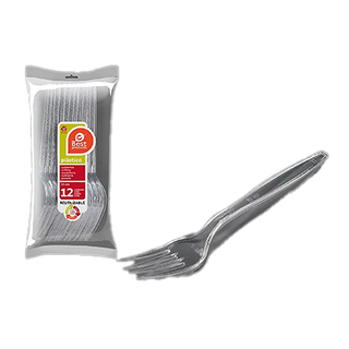 Tenedor Transparente Reutilizable 18 Cm. Best Products 12 Uds.