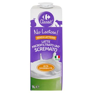 Carrefour Classic Senza Lattosio Latte Microfiltrato UHT Scremato 1 L