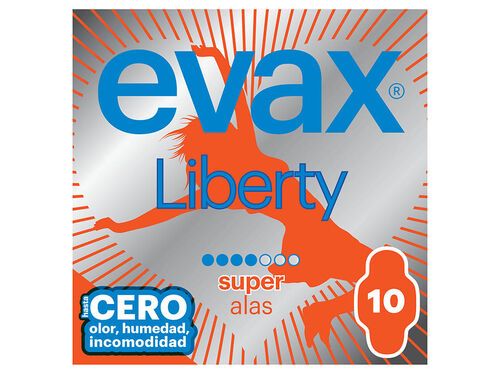 PENSOS HIGIÉNICOS LIBERTY SUPER COM ABAS EVAX 10 UN
