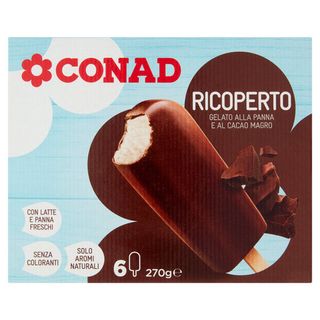 CONAD Ricoperto Gelato alla Panna e al Cacao Magro 6 gelati 270 g - 8003170046900