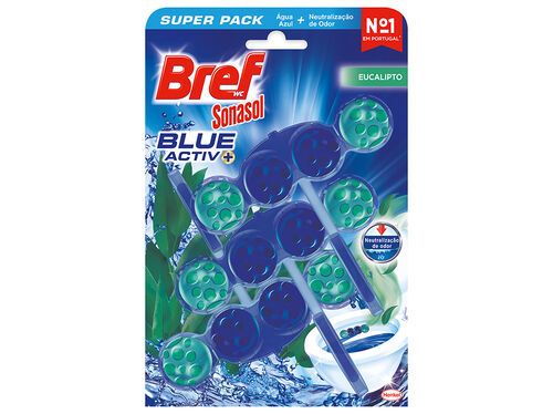 BLOCO BREF SONASOL SANITARIO BLUE ACTIVE EUCALIPTO 3X50G