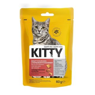 Kitty Chrupiący przysmak dla kotów bogaty w kurczaka z pomidorowym nadzieniem 60 g