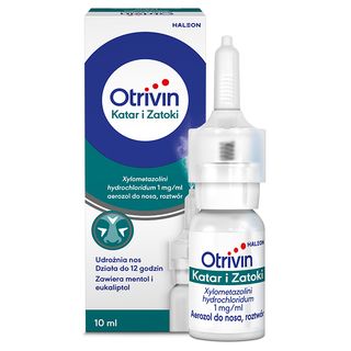 Otrivin Katar i Zatoki Aerozol do nosa na katar udrażniający i odblokowujący z mentolem Chlorowodorek ksylometazoliny 1 mg/ml 10 ml