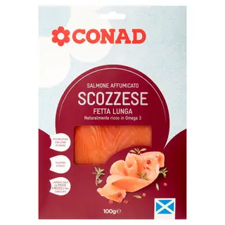 CONAD Salmone Affumicato Scozzese Fetta Lunga 100 g - 8003170031036