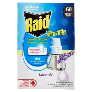 Raid Liquido Family Ricarica, 60 Notti, Lavanda 36ml - 000427077