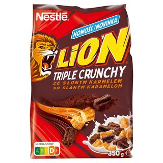Nestlé Lion Triple Crunchy Płatki śniadaniowe ze słonym karmelem 350 g