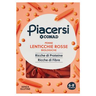 PIACERSI CONAD Penne Lenticchie Rosse Biologiche 250 g - 8003170099937