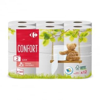 Papel Higiénico 2 Capas Suave Carrefour 12 Rollos.