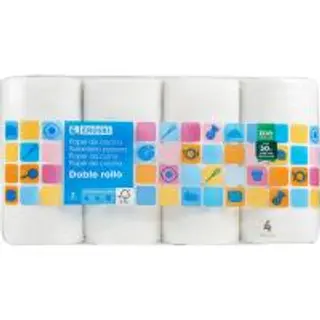 Papel De Cocina Compacto Doble Rollo Eroski, Paquete 4=8 Rollos (7609027)