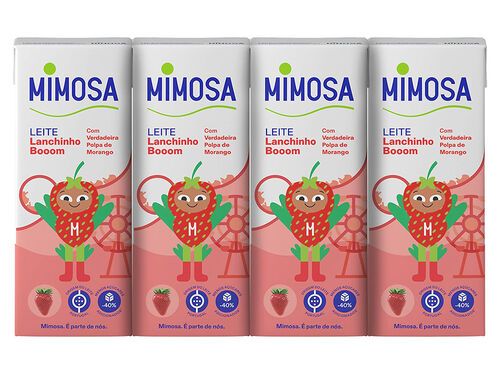 LEITE MIMOSA UHT POLPA DE MORANGO 4X200ML