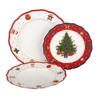 Set 3 pezzi posto tavola albero di Natale - in porcellana