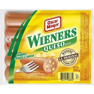 Salchichas Wienner De Queso Oscar Mayer, Sobre 200 G