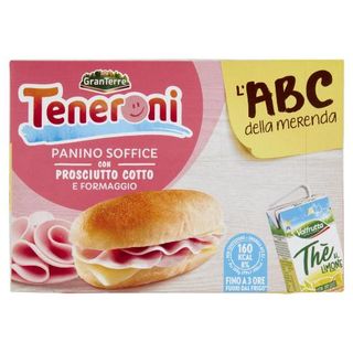 Teneroni l'ABC della merenda Panino Soffice con Prosciutto Cotto e Formaggio 180 g