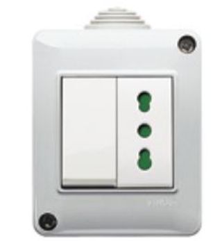 CONTENITORE PLANA CON DEVIATORE E PRESA 10/16A IP40 GRIGIO