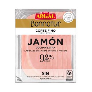 Jamon Cocido Bonnatur Argal Corte Fino 92% Carne Lonch.130Gr