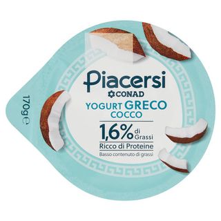 PIACERSI CONAD Yogurt Greco Cocco 1,6% di Grassi 170 g - 8003170100176
