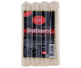 Salchichas Cocidas y con Ahumado Natural Tipo Bratwurst Baro 400 G.