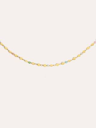 Collar Long Crystals Solar Acero Baño Oro