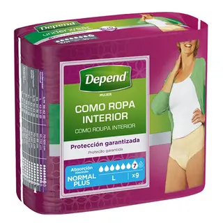 Pants Mujer Absorción Normal Talla L Depend Paquete 9 Uds. (5029053539676)