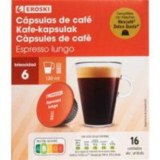 Café Lungo (Expresso Largo) Cdg Eroski, Caja 16 Monodosis (22881239)