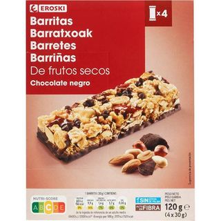 Barritas De Frutos Secos Y Chocolate Eroski, 4 Uds, Caja 120 G