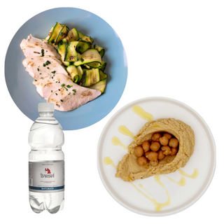 Pack Pollo con Zucchine Grigliate 200g+ Hummus Ceci 150g+ Acqua 50cl