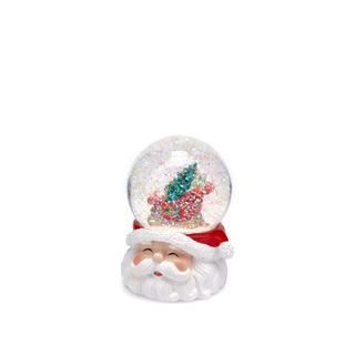 Sfera di vetro con neve Babbo Natale slitta - 9x7 cm