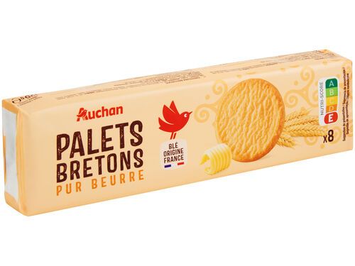 BOLACHA DE MANTEIGA AUCHAN PALETS BRETONS 8UN. 125 G