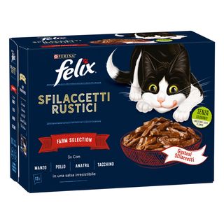 Felix sfilaccetti rustici cat busta multipack 12x80g mix carne