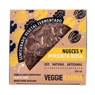 Queso Vegano Semicurado con Nueces y Pimienta Rosa 200g Veggie Karma