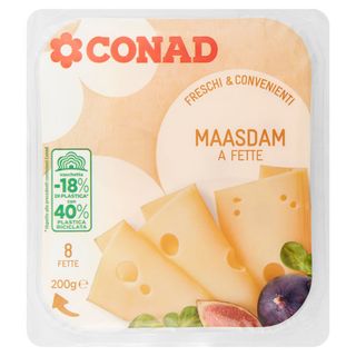 CONAD Freschi & Convenienti Maasdam a Fette 8 Fette 200 g - 8003170050884