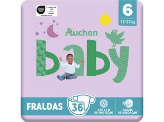 FRALDAS AUCHAN BABY:T6 13-27KG 36UN #