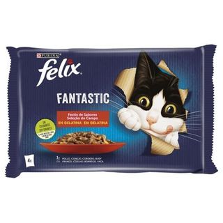 Comida Gatos Félix Fantastic Gelatinas Carne 4X85 G