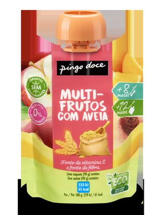 Bolsa de Fruta Multifrutos com Aveia Pingo Doce 90G