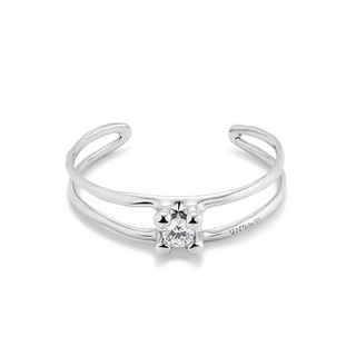 Pulsera Rígida Bañada En Plata De Ley Con Circonita Blanca Plata M