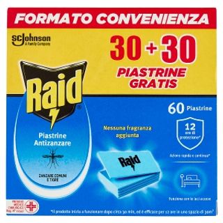Raid Piastrine Antizanzare Comuni e Tigre, Azione prolungata, Ricarica 60 pezzi