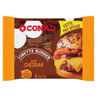 CONAD Finette Burger con Cheddar 6 Fette 150 g - 8003170065703