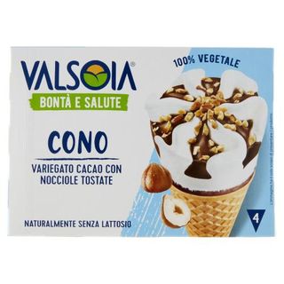 Valsoia Bontà e Salute Cono Variegato Cacao con Nocciole Tostate 4 x 75 g