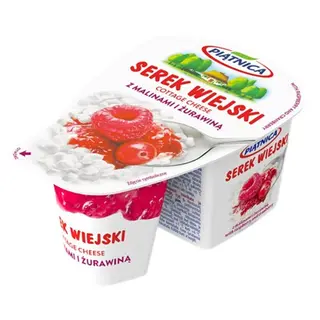 Piątnica Serek wiejski z malinami i żurawiną, 150 g