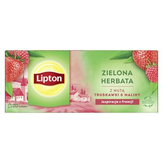 Lipton Herbata zielona z nutą truskawki i maliny, 20 torebek