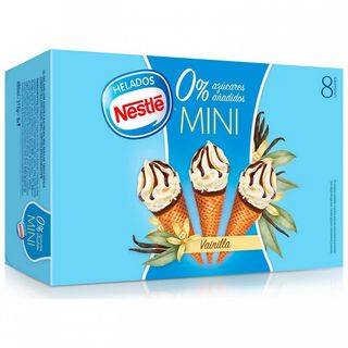 Helado Mini Cono Nestle Vainilla Sin Azucar Multipack 8x60 Ml.