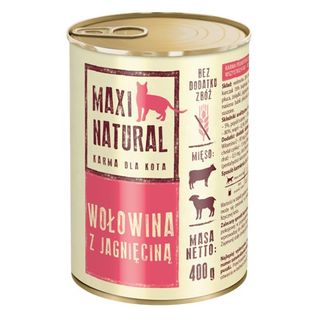 Maxi Natural karma dla kota wołowina z jagnięciną puszka, 400g