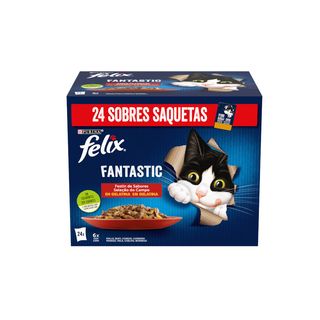 24 sobres x 85 g Felix Fantastic Carne en Gelatina sobre para gatos