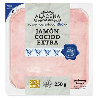 Jamón Cocido Extra Nuestra Alacena De Dia Sobre 250 G
