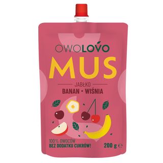 Owolovo Mus jabłko-banan-wiśnia, 200 g