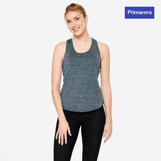 Camiseta Sin Mangas Fitness Cardio My Top Mujer Gris Jaspeado Espalda Natación 2Xl Gris