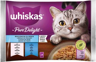 WHISKAS DELIGHT BOCCONCINI IN GELATINA 4X85GR 2 TONNO + 2 SALMONE   MRS3561