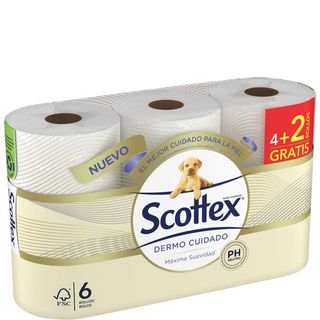SCOTTEX Papel Higiénico Dermo Cuidado 4+2 Unidades