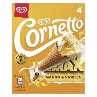 Conos Con Helado De Vainilla Y Mango Max Mango Cornetto Frigo 4 Uds.