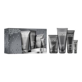 Clinique For Men Great Skin Essentials Zestaw: żel do mycia twarzy + peeling do twarzy + przeciwstarzeniowy krem pod oczy + emulsja nawilżająca do twarzy